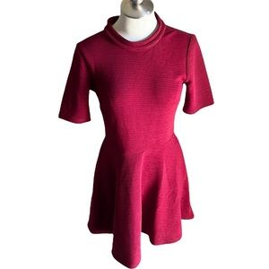 Forever 21 Maroon Fit and Flare Above the Knee Midi Knit Dress Size Large